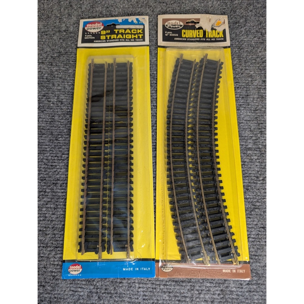 Vintage Model Power Train HO Track 9" Straight &‎ 18" Radius Curved Track NOS